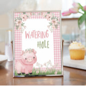 女の子のブタ散水ホールサイン、ファームのパーティー装飾 ポスター