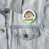 女の子のブラシをかける歯 缶バッジ (インサイチュ)