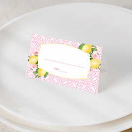 女の子のプリティピンク＆ホワイトレモンビビーシャワー プレイスカード