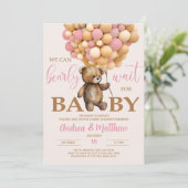 女の子のベイビーシャワーの招待状:もう待ちきれない 招待状 (スタンド正面)