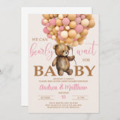 女の子のベイビーシャワーの招待状:もう待ちきれない 招待状 (正面/裏面)