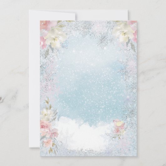 女の子のベビーその冷たい外クマのベビーシャワー 招待状 (裏面)