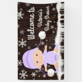 女の子のベビーその冷たい外ベビーシャワーバナー 横断幕 (縦)