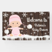 女の子のベビーその冷たい外ベビーシャワーバナー 横断幕 (横)