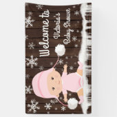 女の子のベビーその冷たい外ベビーシャワーバナー 横断幕 (縦)