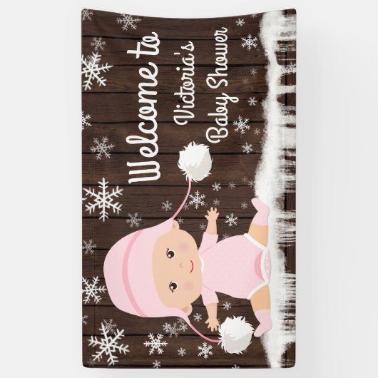 女の子のベビーその冷たい外ベビーシャワーバナー 横断幕 (縦)