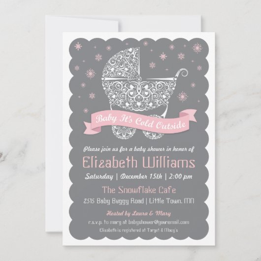 女の子のベビーそれが冷たい外のシャワー招待状 招待状 (正面)