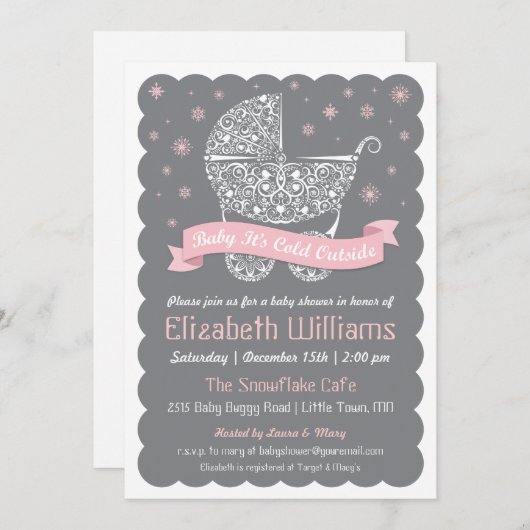 女の子のベビーそれが冷たい外のシャワー招待状 招待状 (正面/裏面)
