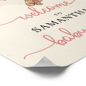 女の子のベビーはピンクの茶色のバルーン歓迎サインを持つ ポスター (角)