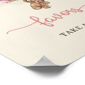 女の子のベビーはピンク色の茶色の風船の好意サインを持つ ポスター (角)