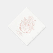 女の子のベビーは醸造ヴィンテージピンクのフローラシャワー スタンダードカクテルナプキン (角)