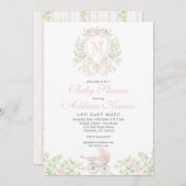 女の子のベビーカー モノグラム 招待状 (正面/裏面)