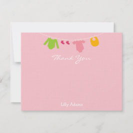 女の子のベビーシャワーありがとう ノートカード