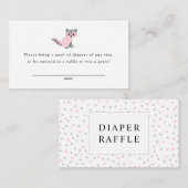 女の子のベビーシャワーのためのアライグマのおむつのラッフルカード エンクロージャーカード (正面/裏面)