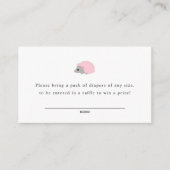 女の子のベビーシャワーのためのハリネズミのおむつのラッフルカード エンクロージャーカード (正面)