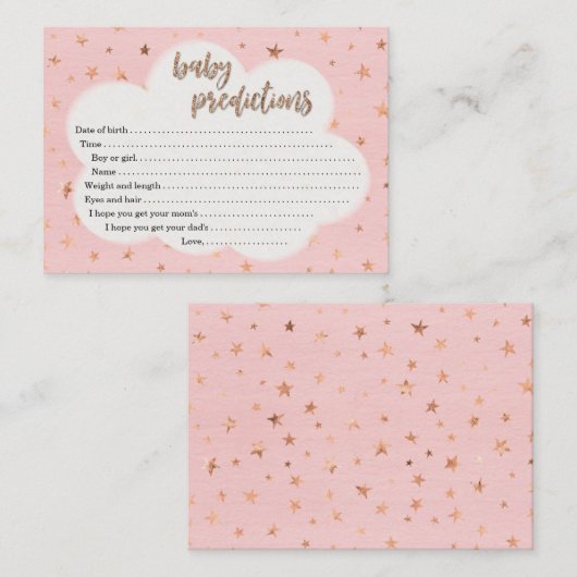 女の子のベビーシャワーのためのベビーの予言カード コーリングカード (正面/裏面)