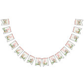 女の子のベビーシャワーのウサギのバニーの花柄の水彩画 バンティングフラッグ (全)