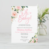 女の子のベビーシャワーのピンクとゴールドの招待状 招待状 (スタンド正面)