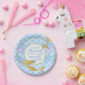 女の子のベビーシャワーの人魚の金ゴールドのグリッターの魚スケール ペーパープレート (パーティー)