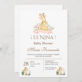 女の子のベビーシャワーの招待状（スペイン語） 招待状 (正面/裏面)