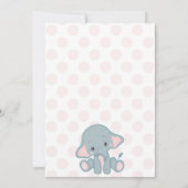 女の子のベビーシャワーの招待状、象のベビーシャワー 招待状 (裏面)