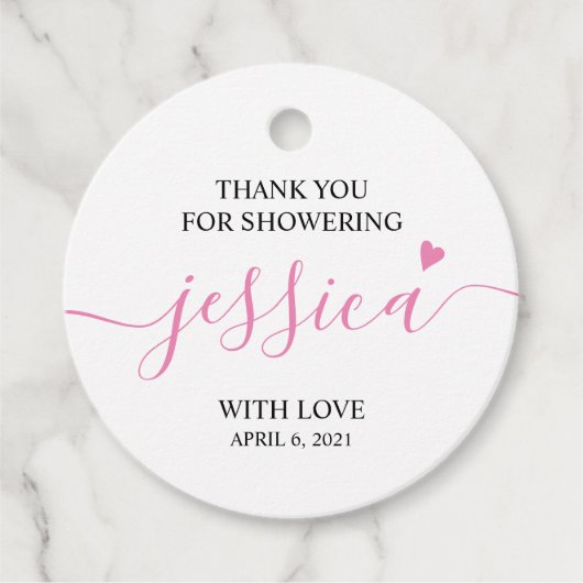 女の子のベビーシャワーをありがとう フェイバータグ (正面)