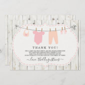 女の子のベビーシャワーサンキューカード素朴- サンキューカード (正面/裏面)