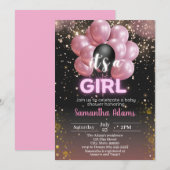 女の子のベビーシャワーパーティー 招待状 (正面/裏面)
