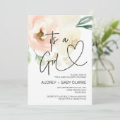 女の子のベビーシャワーパーティー 新しいベビーパーティー 花柄 招待状 (スタンド正面)