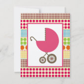 女の子のベビーシャワーピンクの車とボホの点 招待状 (正面)