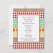 女の子のベビーシャワーピンクの車とボホの点 招待状 (裏面)