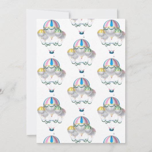 女の子のベビーシャワーヴィンテージ熱気球が発明される 招待状 (裏面)