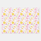 女の子のベビーシャワー包装紙セット3 ラッピングペーパーシート (正面)