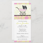 女の子のベビーシャワー招待状 - ベビーカー 招待状 (正面/裏面)