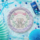 女の子のベビーシャワー象愛らしい象の花柄 ペーパープレート (パーティー)