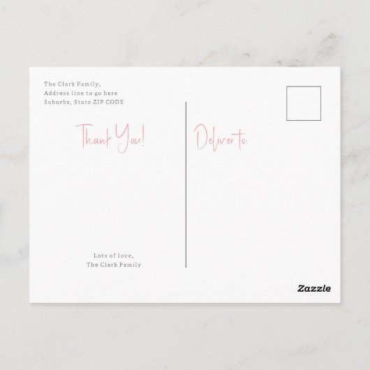 女の子のベビーシャワー お礼ポストカード ポストカード (裏面)