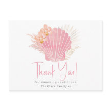 女の子のベビーシャワー お礼ポストカード