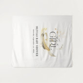 女の子のベビーシャワー ナチュラルゴールド アブストラクト ウォーターカラー タペストリー (正面(横))