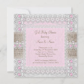 女の子のベビーシャワー ピンク パール ボウ ラッセル バルーン 3 招待状 (裏面)