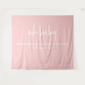 女の子のベビーシャワー ピンク モダン ユニーク タイポグラフィー タペストリー (正面(横))