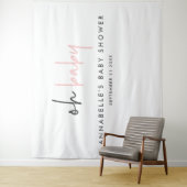 女の子のベビーシャワー ピンク モダン ユニーク タイポグラフィ タペストリー (インサイチュ)