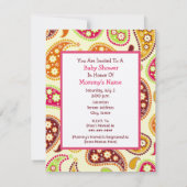 女の子のベビーシャワー - ペイズリー&ピンクのキャリッジ 招待状 (裏面)