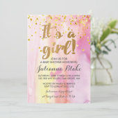 女の子のベビーシャワー 水彩招待状 招待状 (スタンド正面)