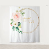 女の子のベビーシャワー 背景 フォトブース タペストリー (正面)