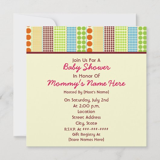 女の子のベビーシャワー: Bohoは詰まったなくまに点を打ちます 招待状 (正面)