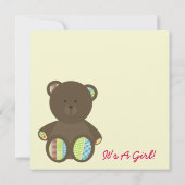 女の子のベビーシャワー: Bohoは詰まったなくまに点を打ちます 招待状 (裏面)