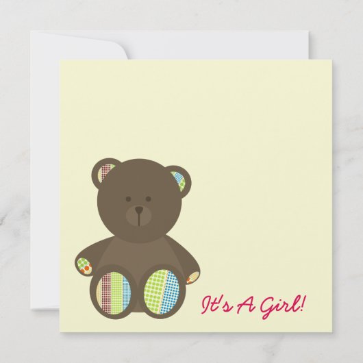 女の子のベビーシャワー: Bohoは詰まったなくまに点を打ちます 招待状 (裏面)