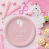 女の子のベビーフットプリントかわいいピンクの赤ちゃんシャワー ペーパープレート (パーティー)