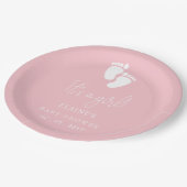 女の子のベビーフットプリントかわいいピンクの赤ちゃんシャワー ペーパープレート (アングル)