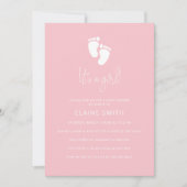 女の子のベビーフットプリントかわいいピンクの赤ちゃんシャワー 招待状 (正面)